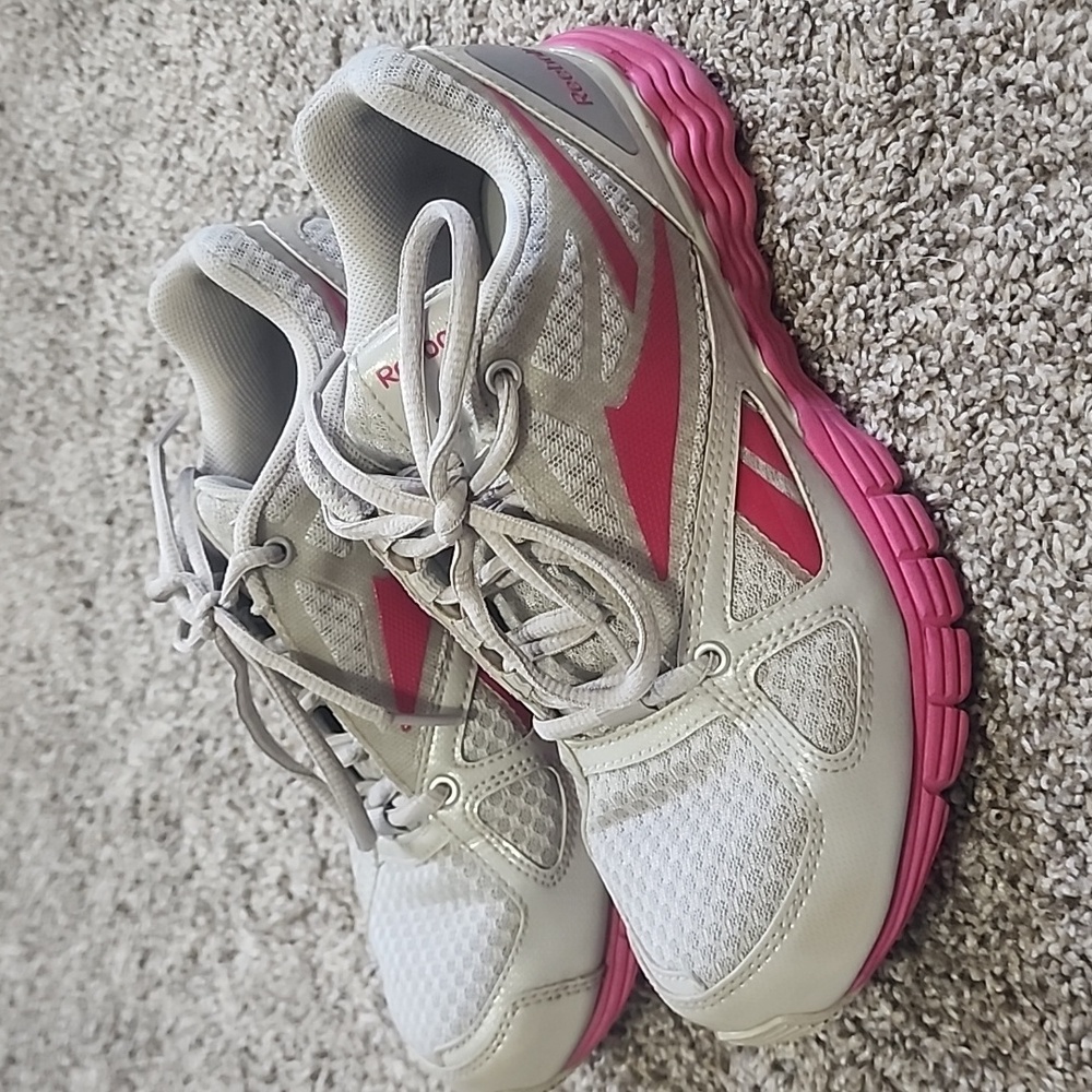 Gray and Pink Reebok Athletic Shoes
